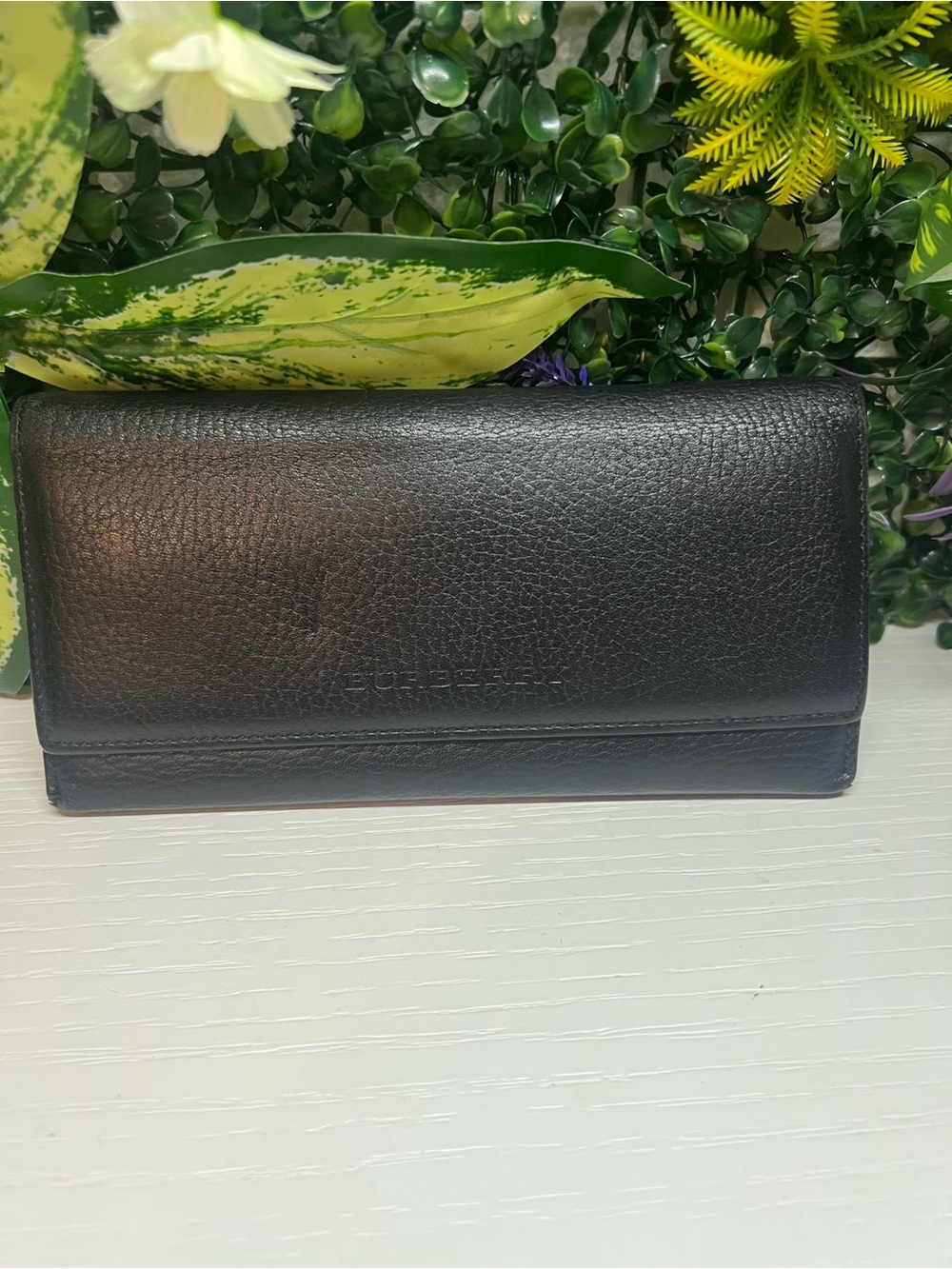 Burberry Black Pebbled Leather Continental Wallet